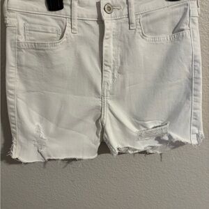 Hollister Cream Denim Shorts with Brown Patch